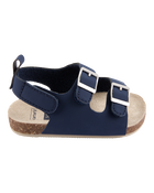 Baby Buckle Faux Cork Sandals  - Navy, image 2 of 6 slides