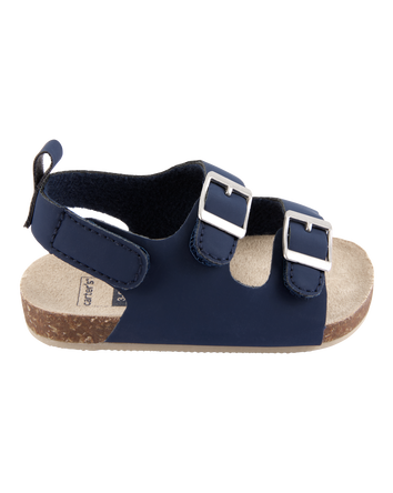 Baby Buckle Faux Cork Sandals  - Navy, 