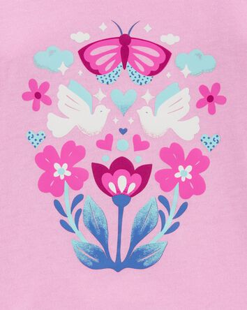 Toddler Girl Butterfly-Print  Long-Sleeve Graphic Tee - Pink, 