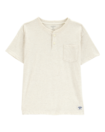 Kid Pocket Henley Tee - Cream, 