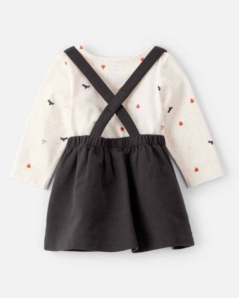 Baby Girl 3-Piece Halloween Tee & Jumper Set - White/Black, image 2 of 6 slides