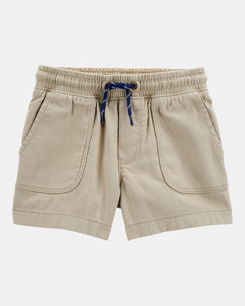 Toddler Pull-On Twill Shorts - Khaki, image 1 of 6 slides