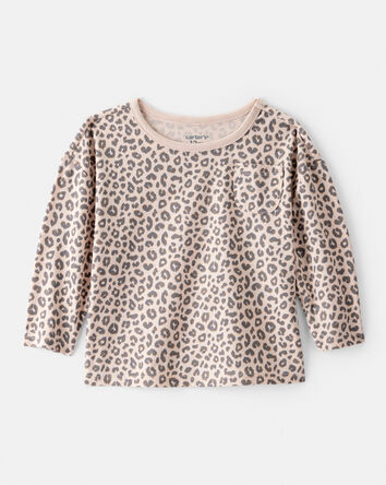 Baby Girl Leopard Print Long-Sleeve Top - Brown, 