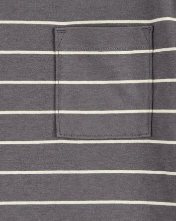 Kid Striped Short-Sleeve Pocket Tee - Grey, 