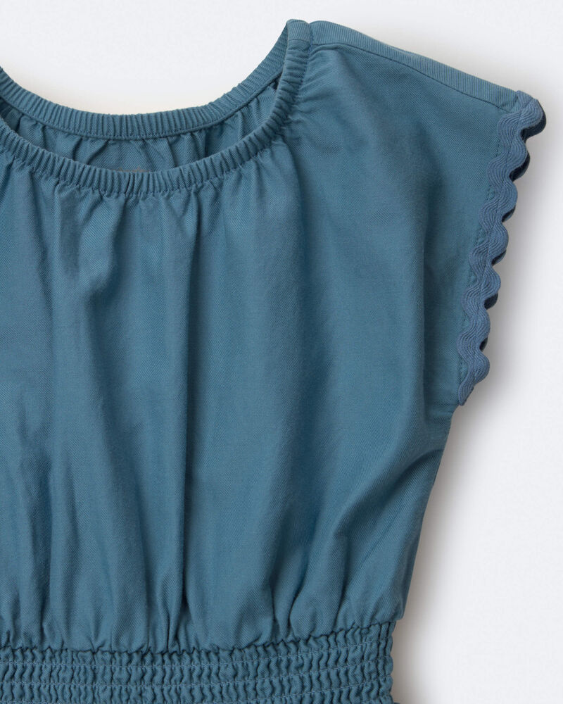 Toddler Girl Ric-Rac Swing Romper with Pockets - Blue, image 5 of 5 slides