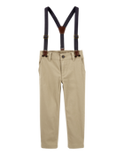 Toddler Boy Suspenders Pants - Khaki, image 1 of 4 slides