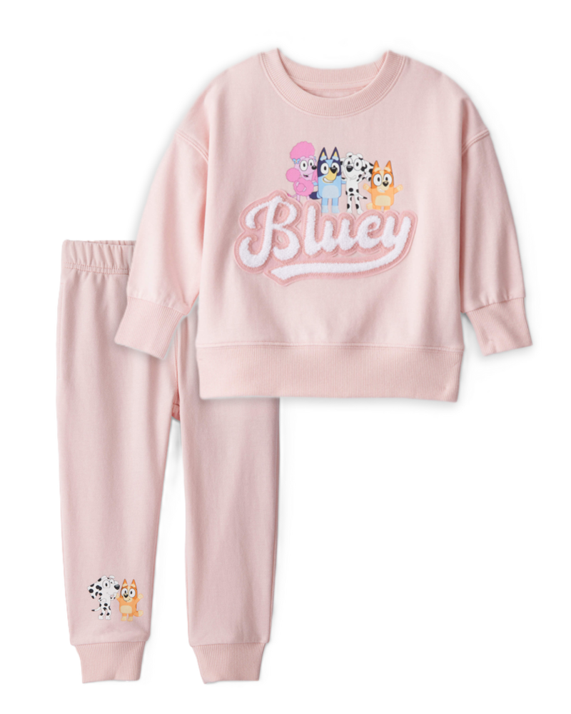 Baby Girl 2-Piece Bluey French Terry Pullover & Joggers Set - Pink
, image 1 of 7 slides