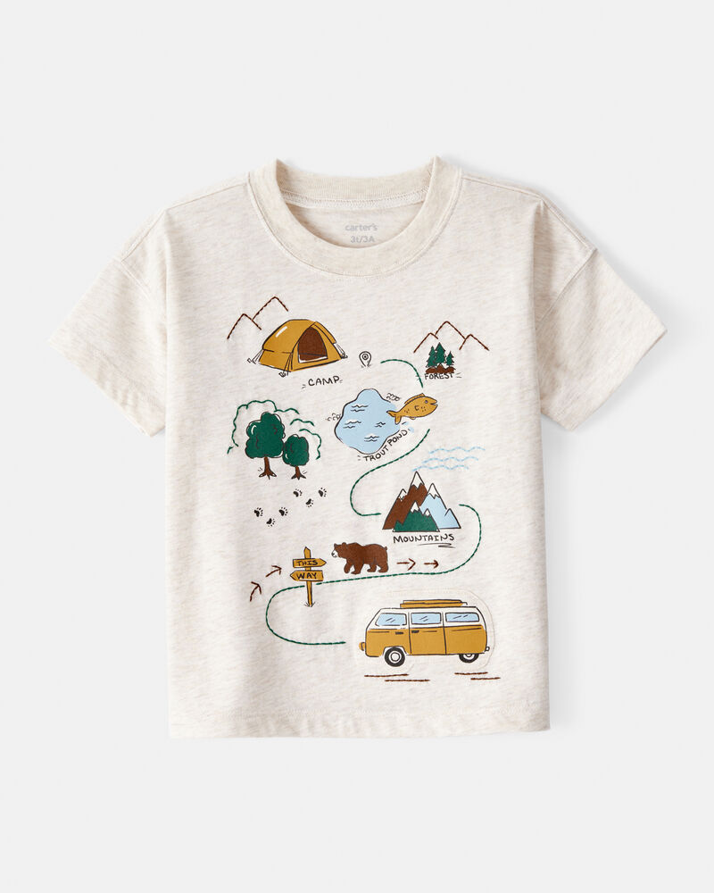 Toddler Boy Camping Short-Sleeve Graphic Tee - Ivory, image 1 of 4 slides