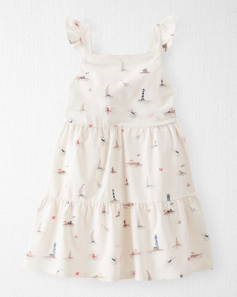 Toddler Organic Cotton Dress in Coastal Vacation Print, image 1 of 5 slides