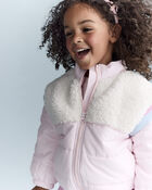 Toddler Girl Colorblock Zip-Up Jacket - Light Pink/Cream, image 3 of 9 slides