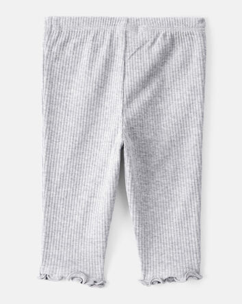 Baby Girl Knit Pull-On Pants - Grey, 
