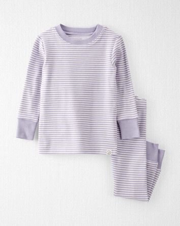 Baby Girl Striped Organic Cotton Ribbed 2-Piece Pajamas, 