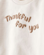 Baby 2-Piece Acorn Thanksgiving Print Cotton Long-Sleeve Tee & Pant Set - White, image 3 of 6 slides