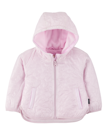 Toddler Girl Floral Quilted Midweight Jacket - Pink, 