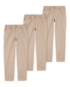 Kid 3-Pack Stretch Chino Uniform Pants - Khaki, image 1 of 4 slides