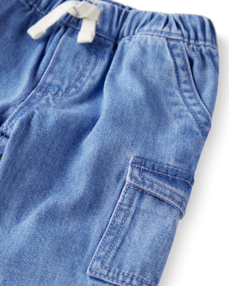 Baby Organic Cotton Denim Cargo Pants, image 3 of 6 slides
