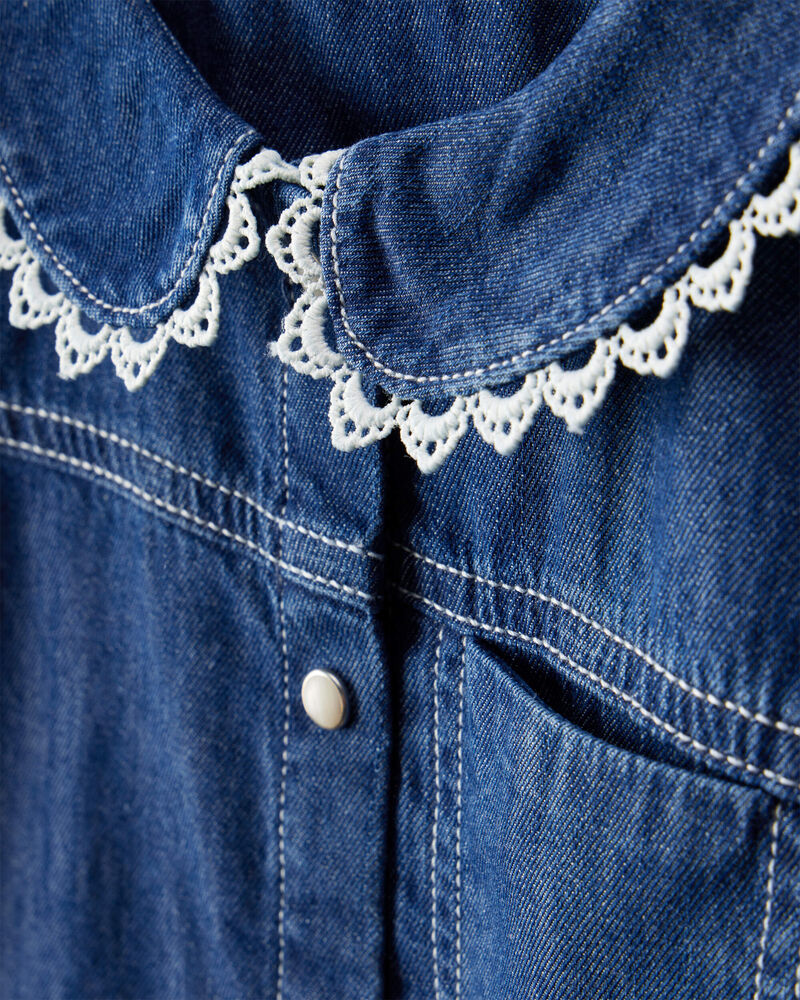 Baby Girl Western Denim Long-Sleeve Top - Blue, image 2 of 3 slides