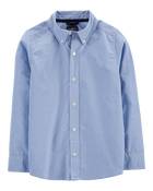 Boys Long Sleeve Button-Front Uniform Shirt - Blue, image 1 of 3 slides