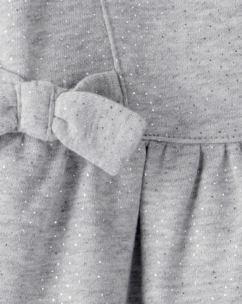 Baby Girl DayDream Fleece Bow Glitter Long-Sleeve Jumpsuit - Grey, 