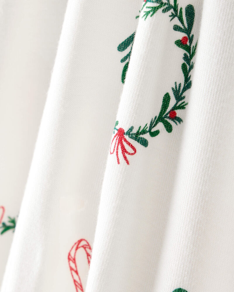 Baby Girl Wreath Print PurelySoft Long-Sleeve Bodysuit Dress - White, image 2 of 5 slides