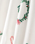 Baby Girl Wreath Print PurelySoft Long-Sleeve Bodysuit Dress - White, image 2 of 5 slides