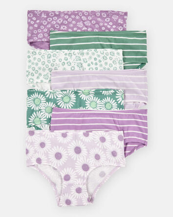 Toddler Girl 7-Pack Floral Brief Underwear - Purple/Green/White, 