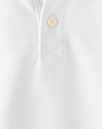 Toddler Boy Pique Uniform Polo Shirt - White, 