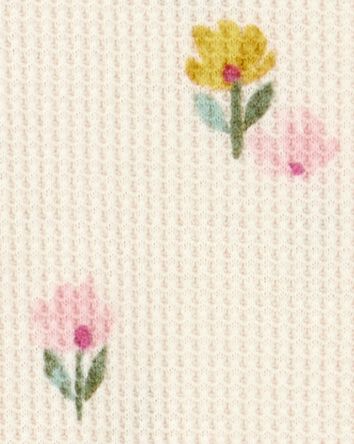 Baby 2-Piece Floral Short-Sleeve Waffle Knit Bodysuit Pant Set - Ivory, 