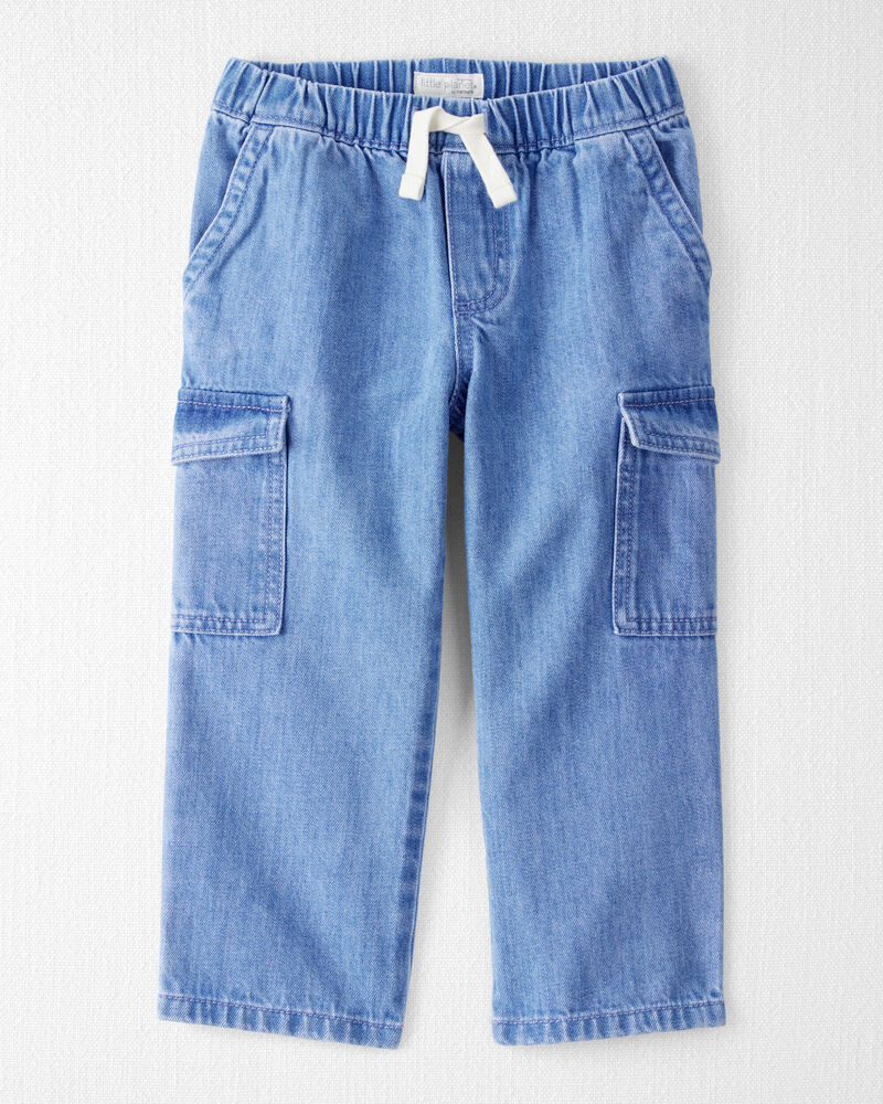 Toddler Organic Cotton Denim Cargo Pants, image 1 of 8 slides