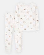 Toddler Farm Animals Print PurelySoft 2-Piece Pajamas - Ivory, image 1 of 5 slides