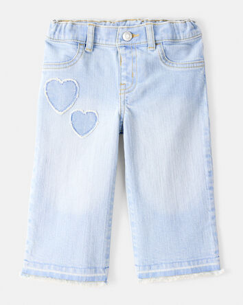 Baby Embroidered Stretch Denim Wide Leg Jeans - Cowboy Wash, 