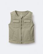 Toddler Zip-Up Vest - Olive, image 2 of 8 slides