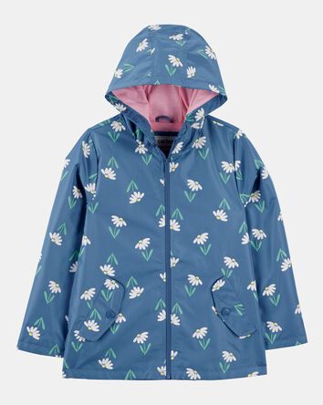 Girls Color Changing Rain Jacket - Navy, 