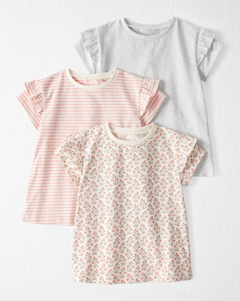 Toddler 3-Pack Organic Cotton Flutter-Sleeve Tees, image 1 of 6 slides