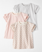Toddler 3-Pack Organic Cotton Flutter-Sleeve Tees, image 1 of 6 slides
