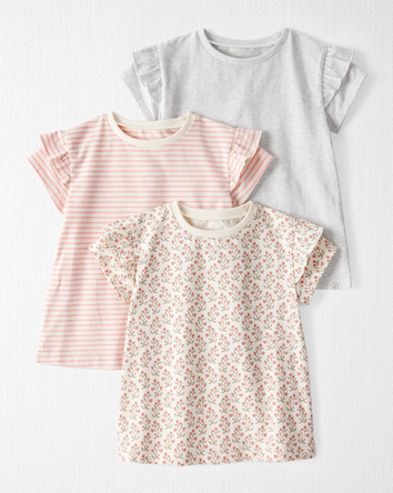 Toddler 3-Pack Organic Cotton Flutter-Sleeve Tees, 