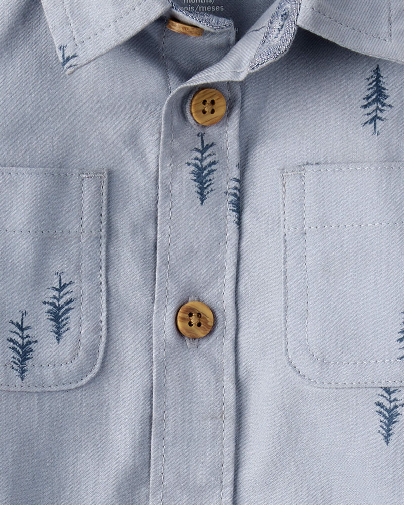 Baby Boy Woven Fashion Bodysuit - Blue, image 3 of 4 slides