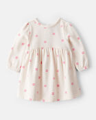 Baby Girl 2-Piece Floral Motif Sherpa Long-Sleeve Dress Set - White/Pink, image 2 of 7 slides