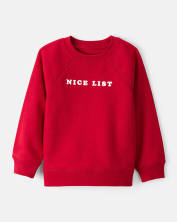 Toddler Boy DayDream Fleece Christmas Nice List Long-Sleeve Pullover Sweatshirt - Red, 