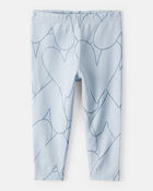 Baby Girl Cotton Heart Stretch Leggings - Blue, image 1 of 4 slides