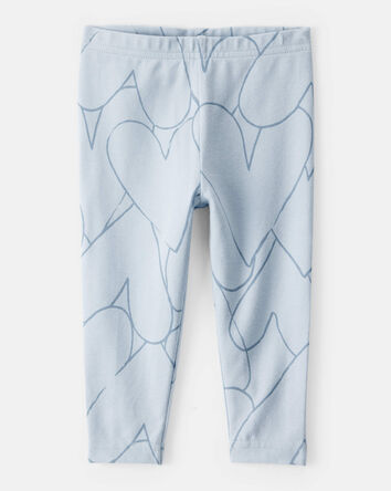 Baby Girl Cotton Heart Stretch Leggings - Blue, 