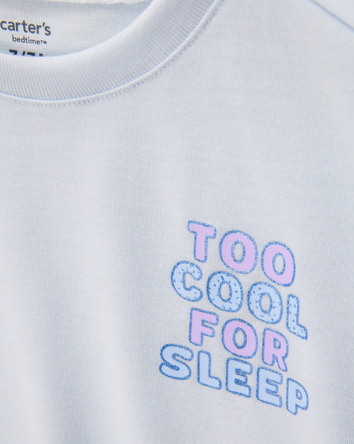 Girls Ice Cream Print Loose Fit 2-Piece Pajamas - Blue, 