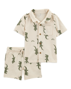Baby 2-Piece Alligator Button-Down Shirt & Pull-On Shorts Set, image 1 of 6 slides
