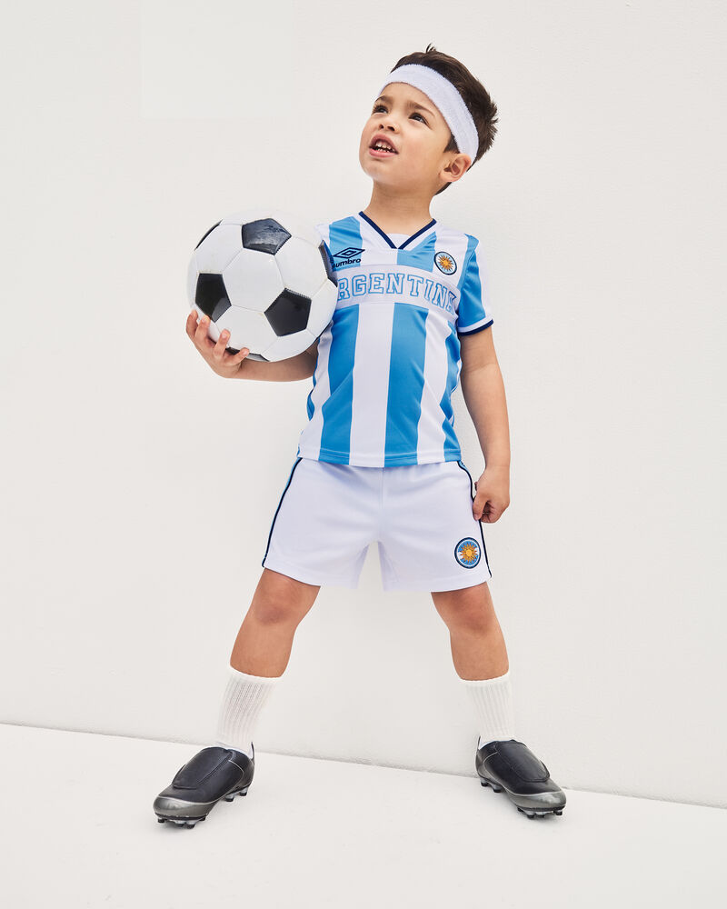 Kids 2-Piece Umbro Argentina Soccer Jersey & Short Set - Light Blue/White, image 2 of 12 slides