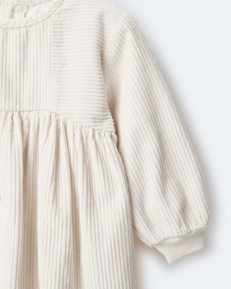 Toddler Girl Long-Sleeve Corduroy Dress - Cream, image 7 of 7 slides