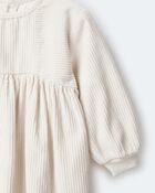 Toddler Girl Long-Sleeve Corduroy Dress - Cream, image 7 of 7 slides