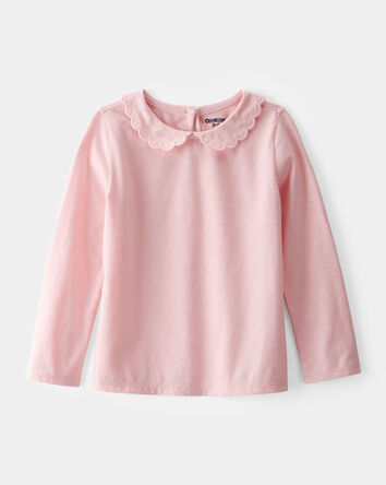 Toddler Scalloped Collar Long-Sleeve Shirt - Pink, 