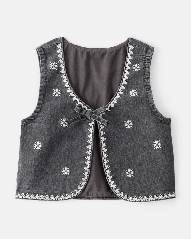 Toddler Girl Western Denim Sleeveless Vest - Grey, image 1 of 4 slides