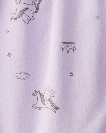 Baby Girl Unicorn Print Cotton Long-Sleeve Jumpsuit - Purple, 