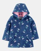 Toddler Girl Color Changing Rain Jacket - Navy, image 3 of 6 slides